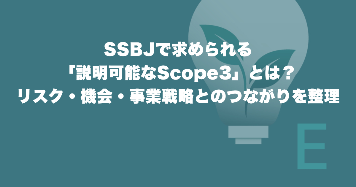 SSBJで求められる「説明可能なScope3」とは？リスク・機会・事業戦略とのつながりを整理_[test]